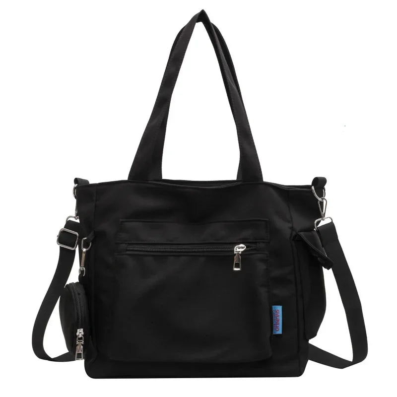 Simplicity Oxford Canvas Composite Shoulder Bag | Large Capacity Solid Color Lazy Style Commuter Tote & Crossbody Bag (Unisex) Luxegan