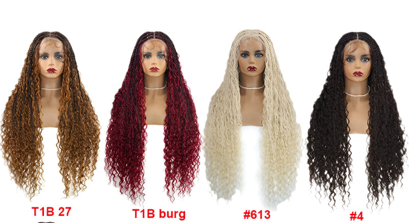 Bohemian Box Braids Full Lace Wig - Blonde Goddess Locs Curly Braided Wig for Black Women