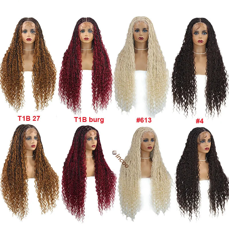 32" Blonde Goddess Locs Wig | Boho Braids & Curls | Full Lace Front | Baby Hair | Synthetic Hair