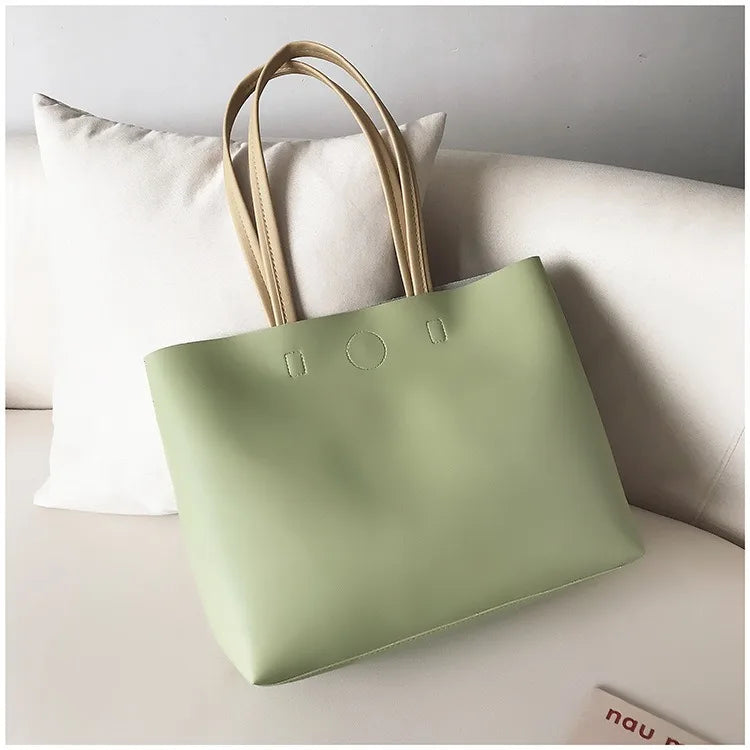 Women's Large Capacity PU Leather Tote Bag | Versatile Handbag Crossbody & Simple Shoulder Messenger Bag Luxegan