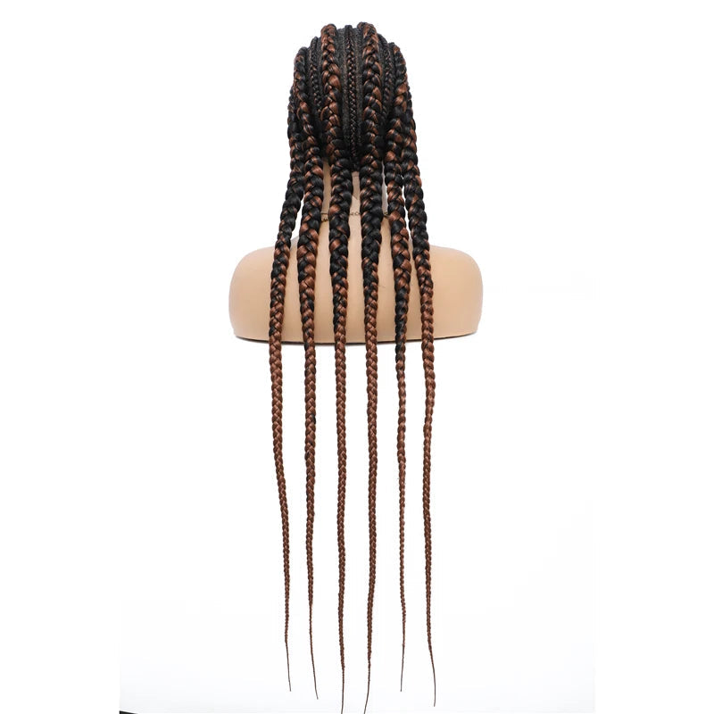 36" Cornrow Knotless Braids Wig | 360 Full Lace | Baby Hair | Synthetic Luxegan