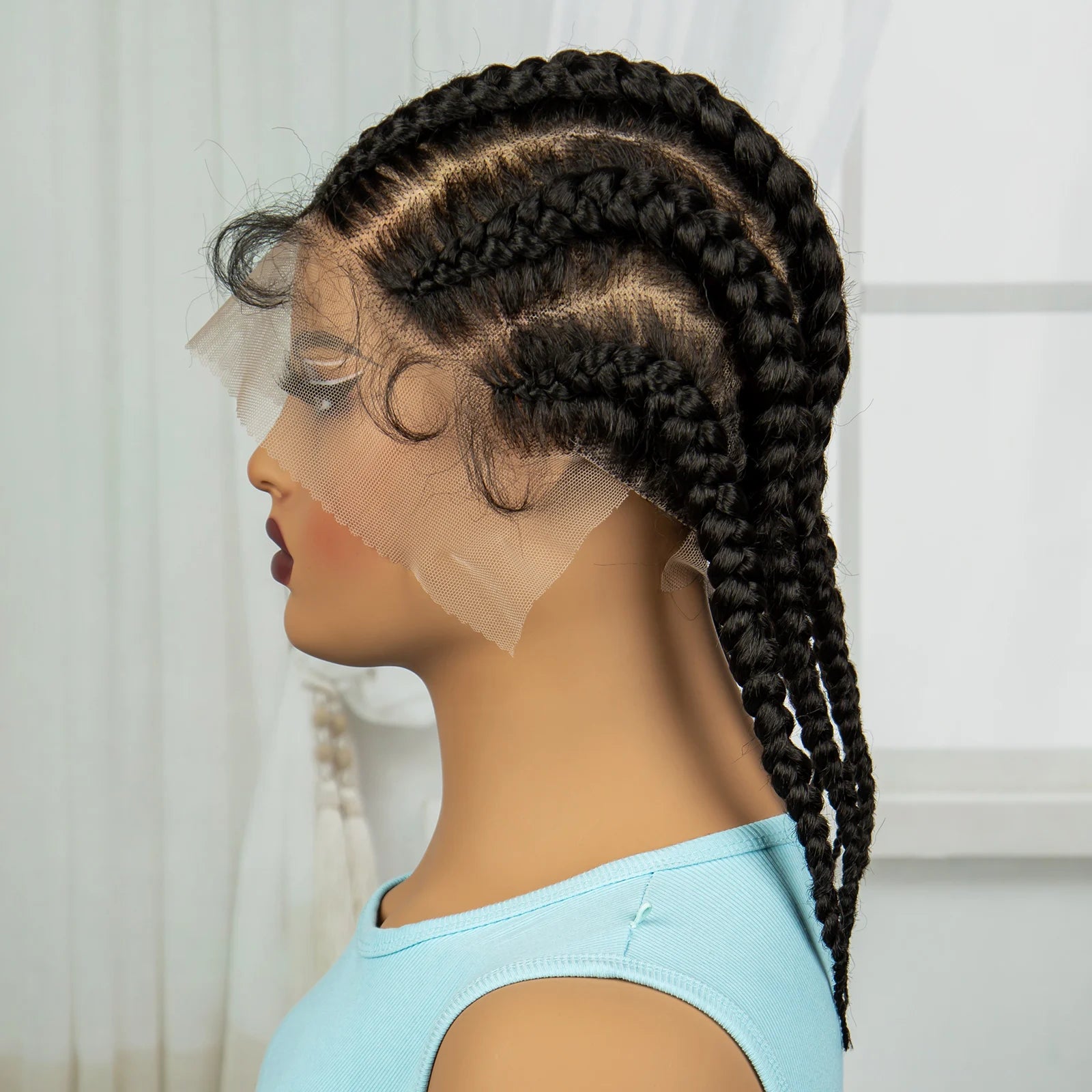 Transparent Full Lace Cornrow Braids Wig with Baby Hair Luxegan