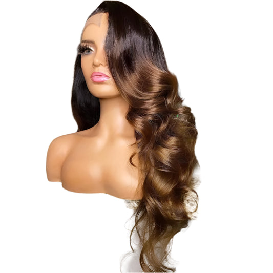 Ombre Body Wave Lace Front Wig | 180% Density Brazilian Remy Human Hair (13x4 & 4x4, Pre-Plucked) Luxegan