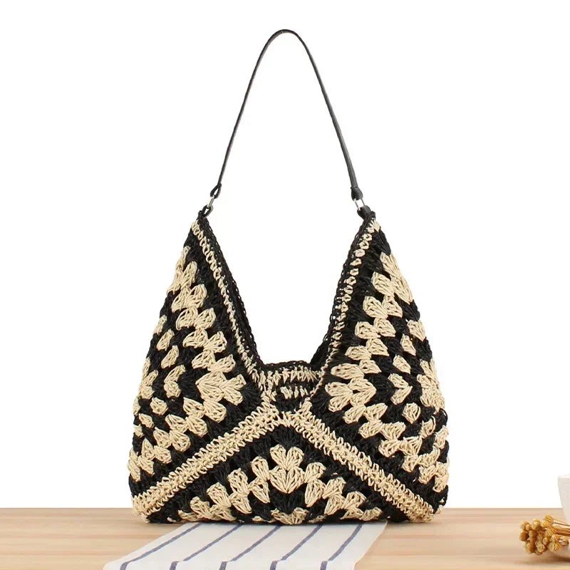 Women's Weaving Top-Handle Tote Bag | Large Portable Shoulder Bag, Summer Beach Purse & Shopper Satchel Luxegan