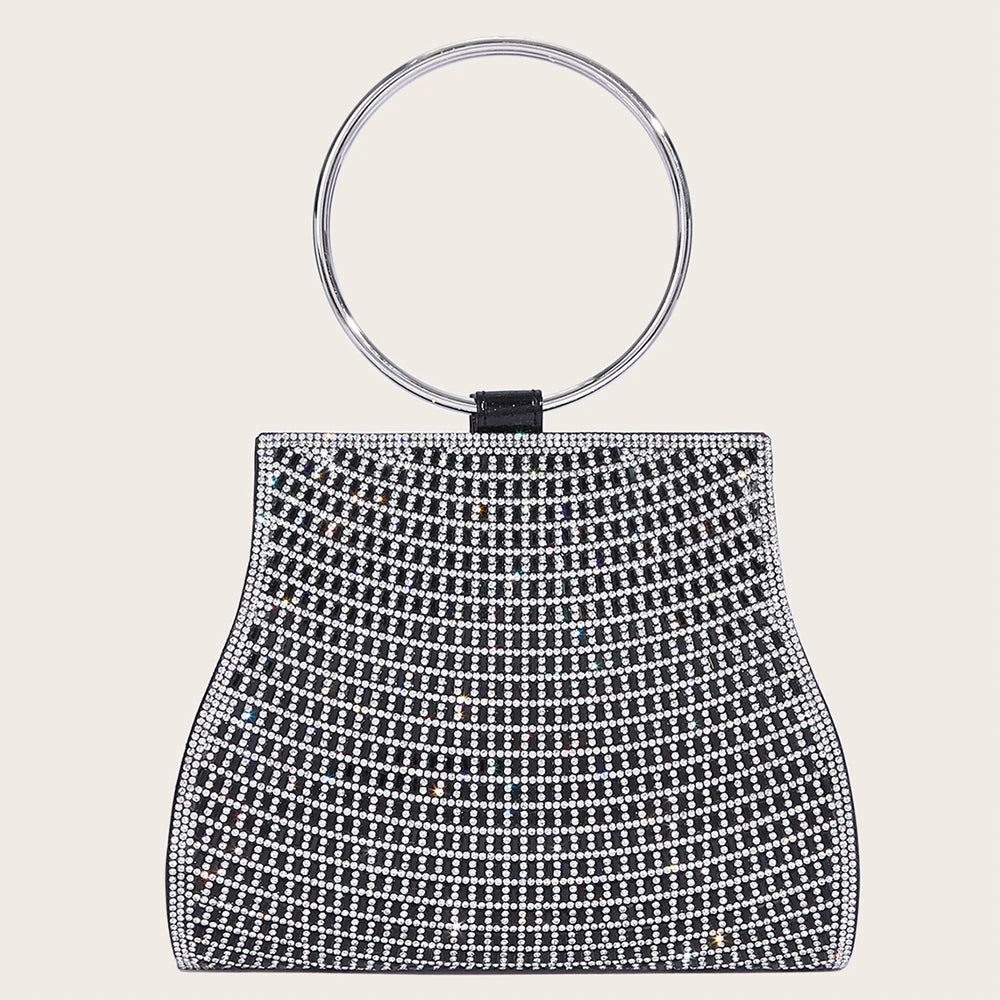 Acrylic Striped Diamond Clutch | Hard Bridal Rhinestones Evening Purse Luxegan