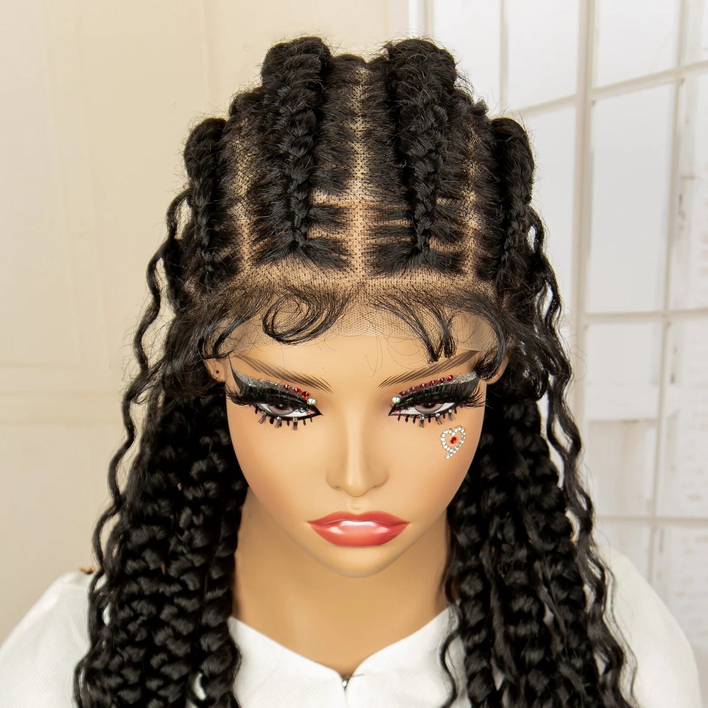 Boho Cornrow & Knotless Box Braids Wig | Full Lace | Kanekalon Hair | Women's Braided Wig Luxegan