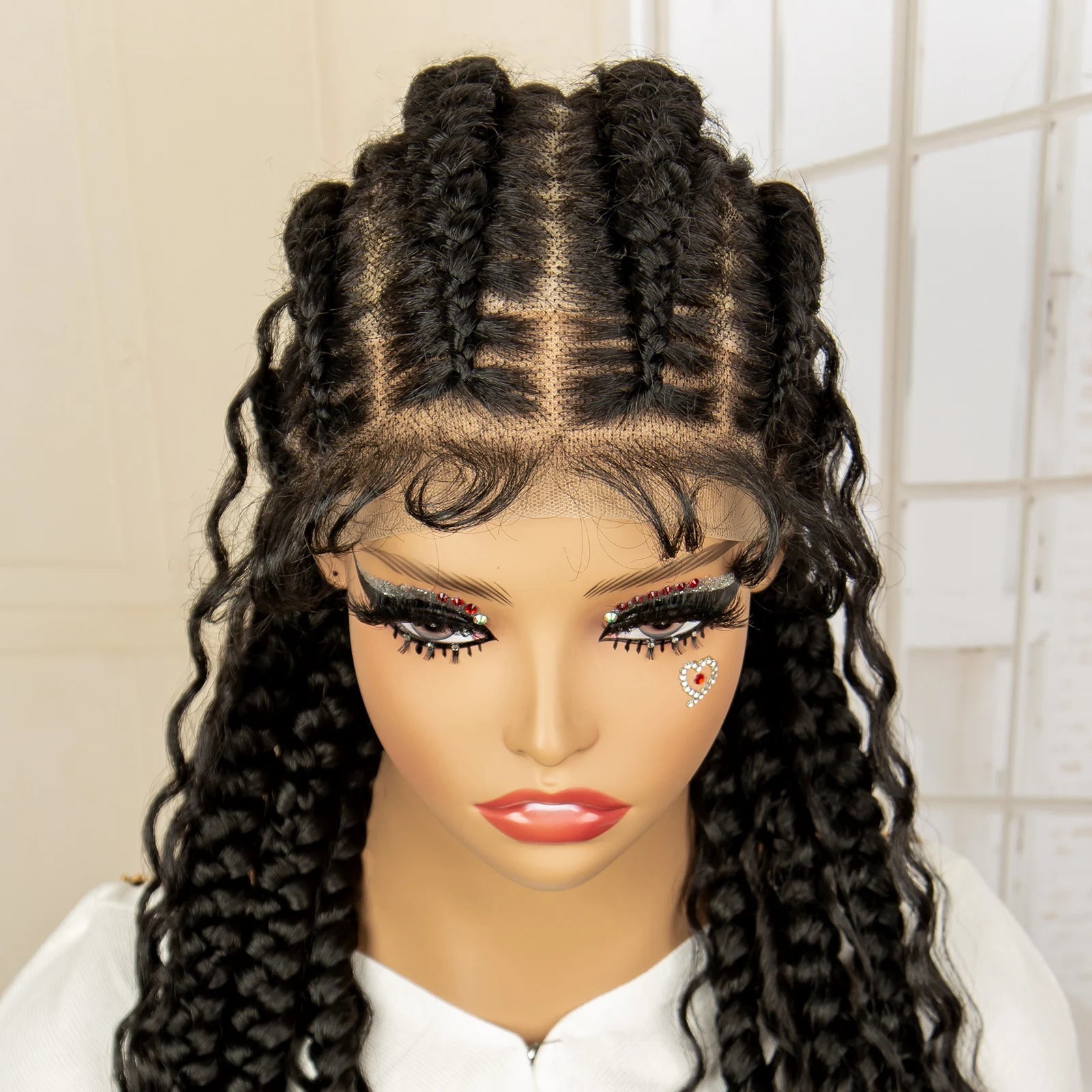Boho Cornrow & Knotless Box Braids Wig | Full Lace | Kanekalon Hair | Women's Braided Wig Luxegan