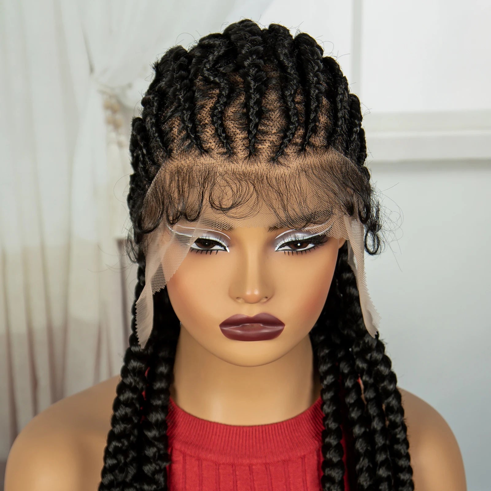 36" Handmade Knotless Cornrow Braids Wig | Transparent Lace Front | Baby Hair Luxegan