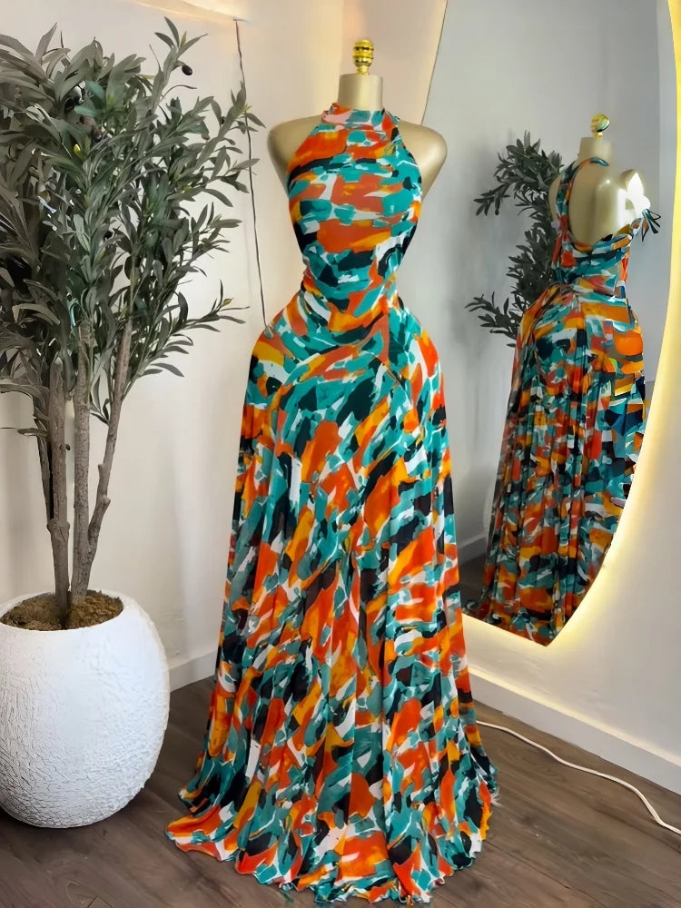 Floral Print Off-Shoulder Mermaid Maxi Dress – Belted, Floor-Length Luxegan