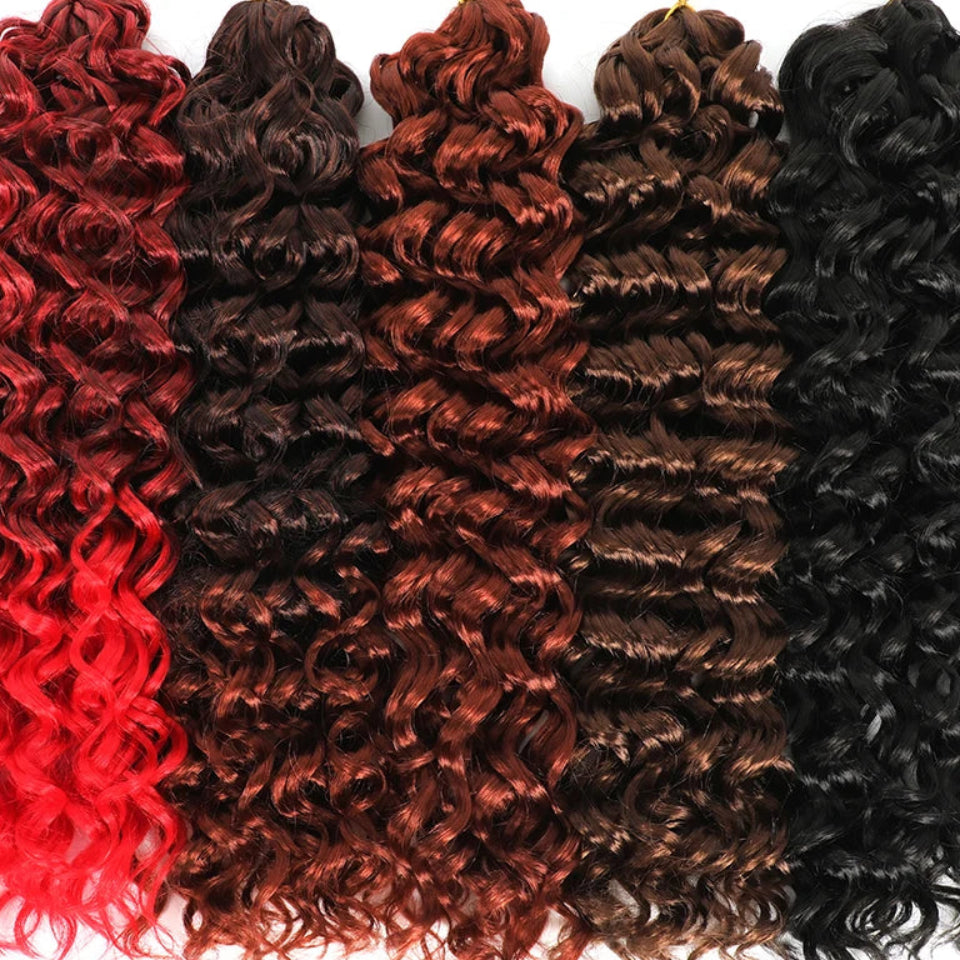 14–22 Inch Synthetic Deep Wave Crochet Hair | Afro Curl Braiding Extensions Luxegan