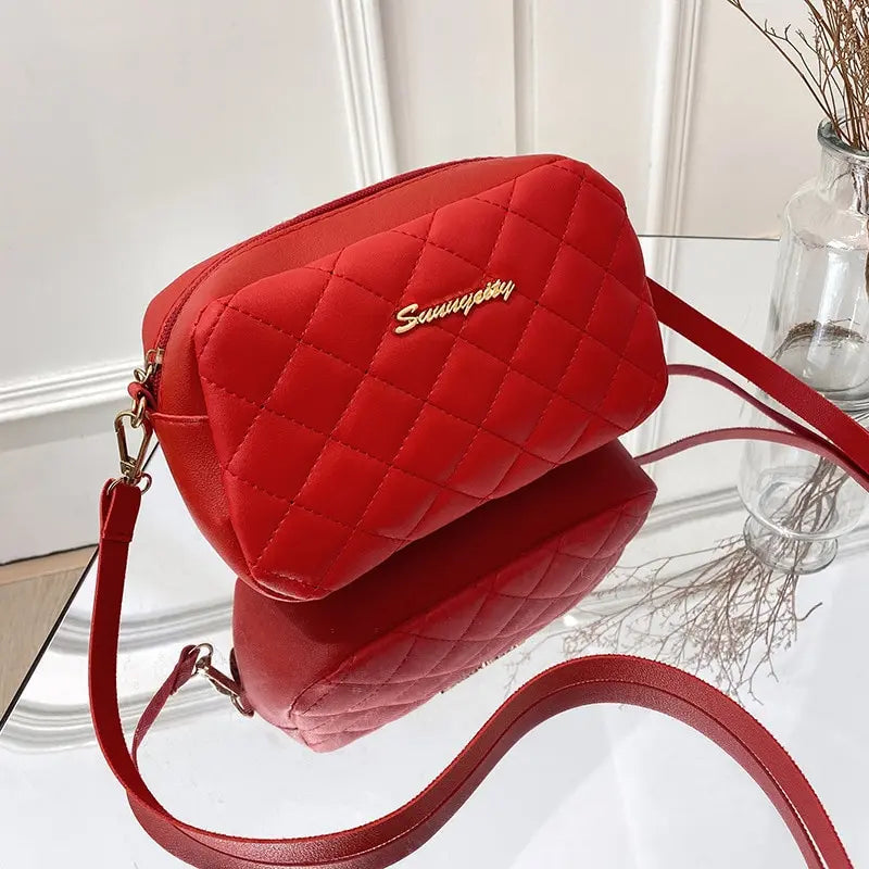 Trendy Lingge Embroidery Canvas Camera Crossbody Bag | Fashion Chain Tassel Small Messenger Bag for Women Luxegan