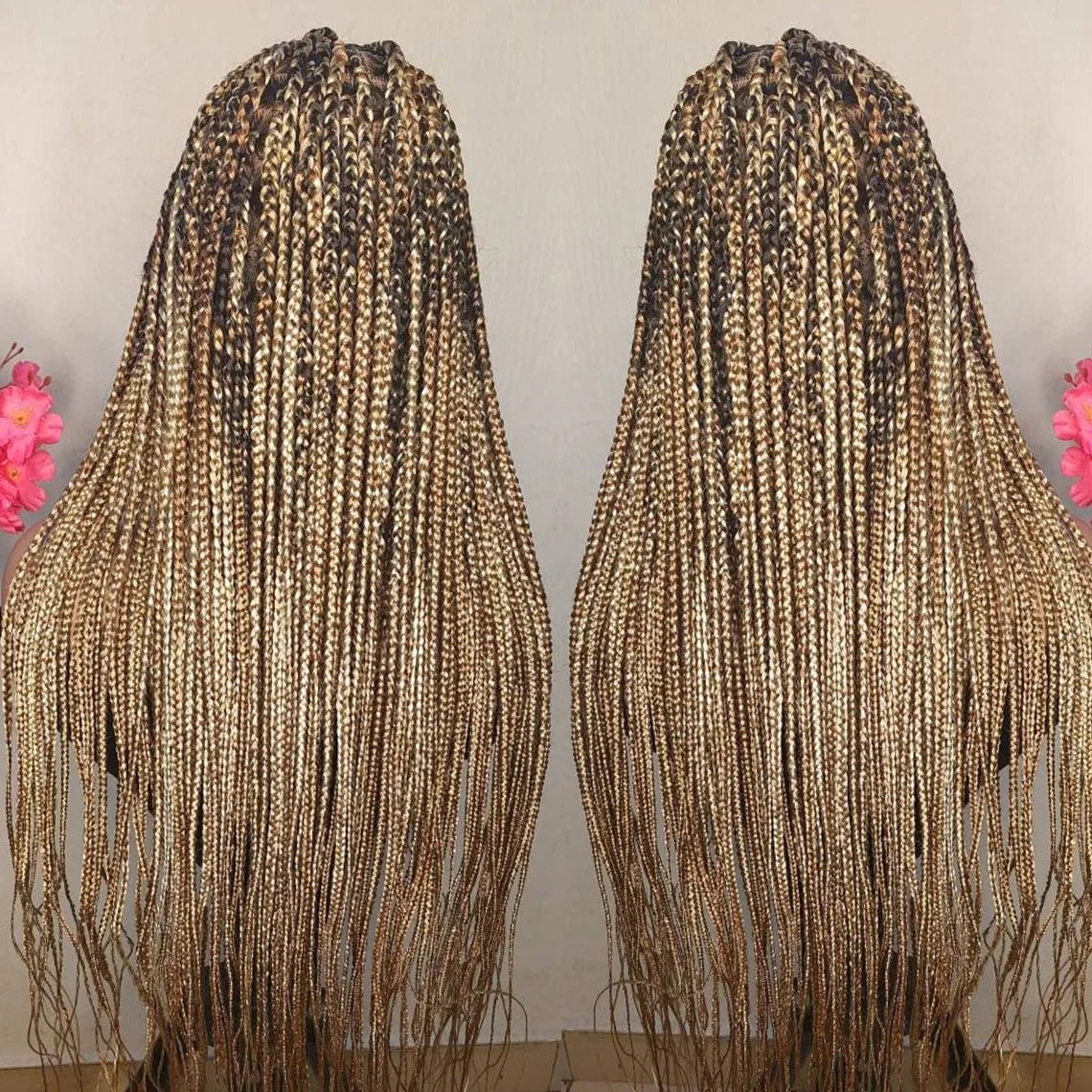 32" Mixed Blonde Knotless Braids Wig | Full Lace | 13x4/13x6 | Custom Made | Human Hair Blend Luxegan
