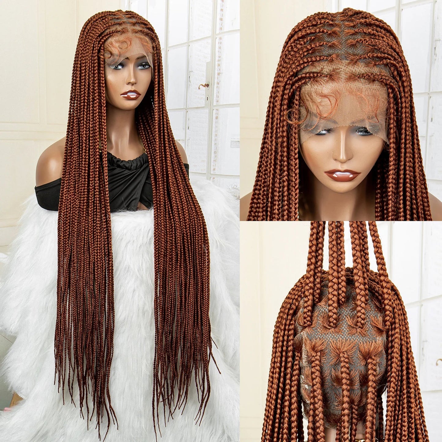 350# Blonde HD Full Lace Braided Wig | Knotless Box Cornrows | Crochet Braids | Synthetic Braids for Black Women Luxegan