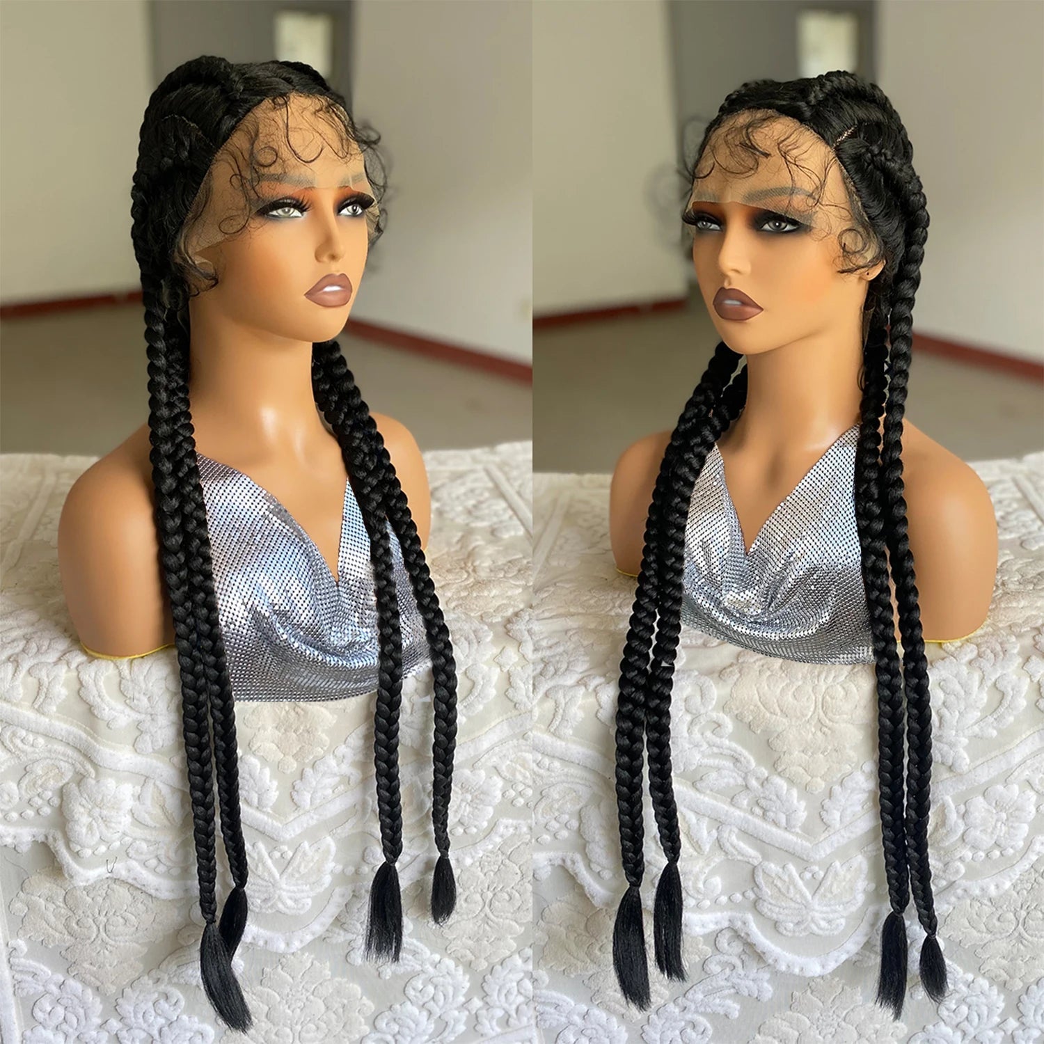 32" Twist Cornrow Braids Wig | Lace Front | Baby Hair | DIY & Cosplay | Synthetic Luxegan