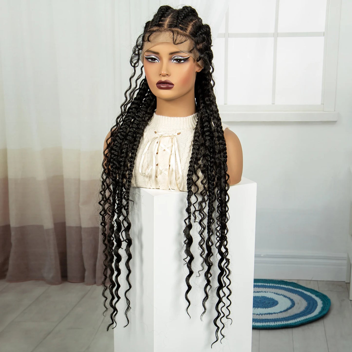 34" Cornrow & Twist Braids Wig | Full Lace Front | Baby Hair Luxegan
