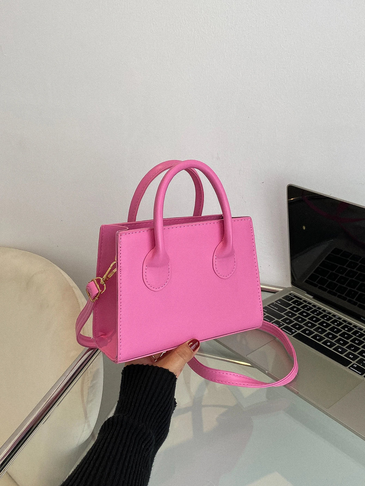 PU Leather Large Capacity Tote | Classic Square Crossbody Business Handbag Luxegan