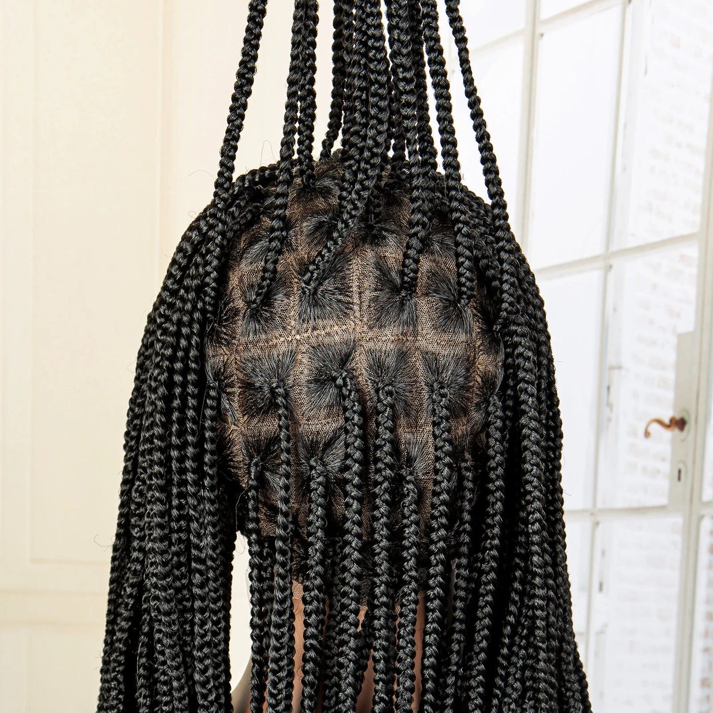 24" Full Lace Knotless Box Braided Wig | Lace Frontal Cornrow Braids | Baby Hair Synthetic Wig for Women Luxegan