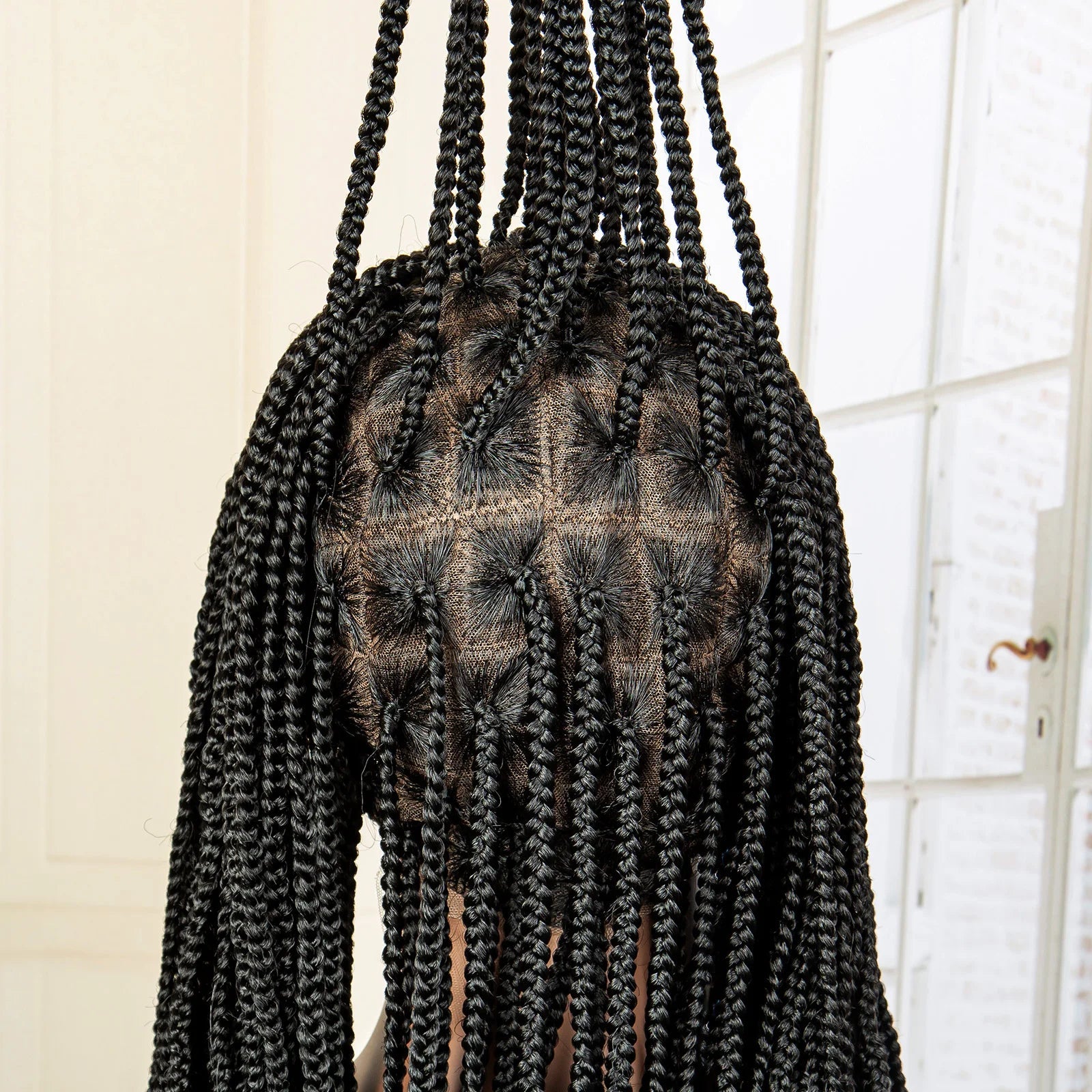 24" Full Lace Knotless Box Braided Wig | Lace Frontal Cornrow Braids | Baby Hair Synthetic Wig for Women Luxegan