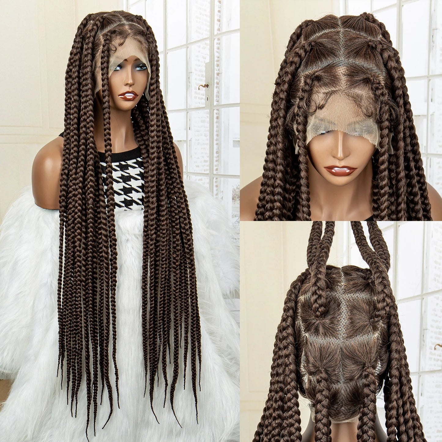 Jumbo Cornrow & Knotless Box Braids Wig | Full Lace | Baby Hair | Black Women Luxegan