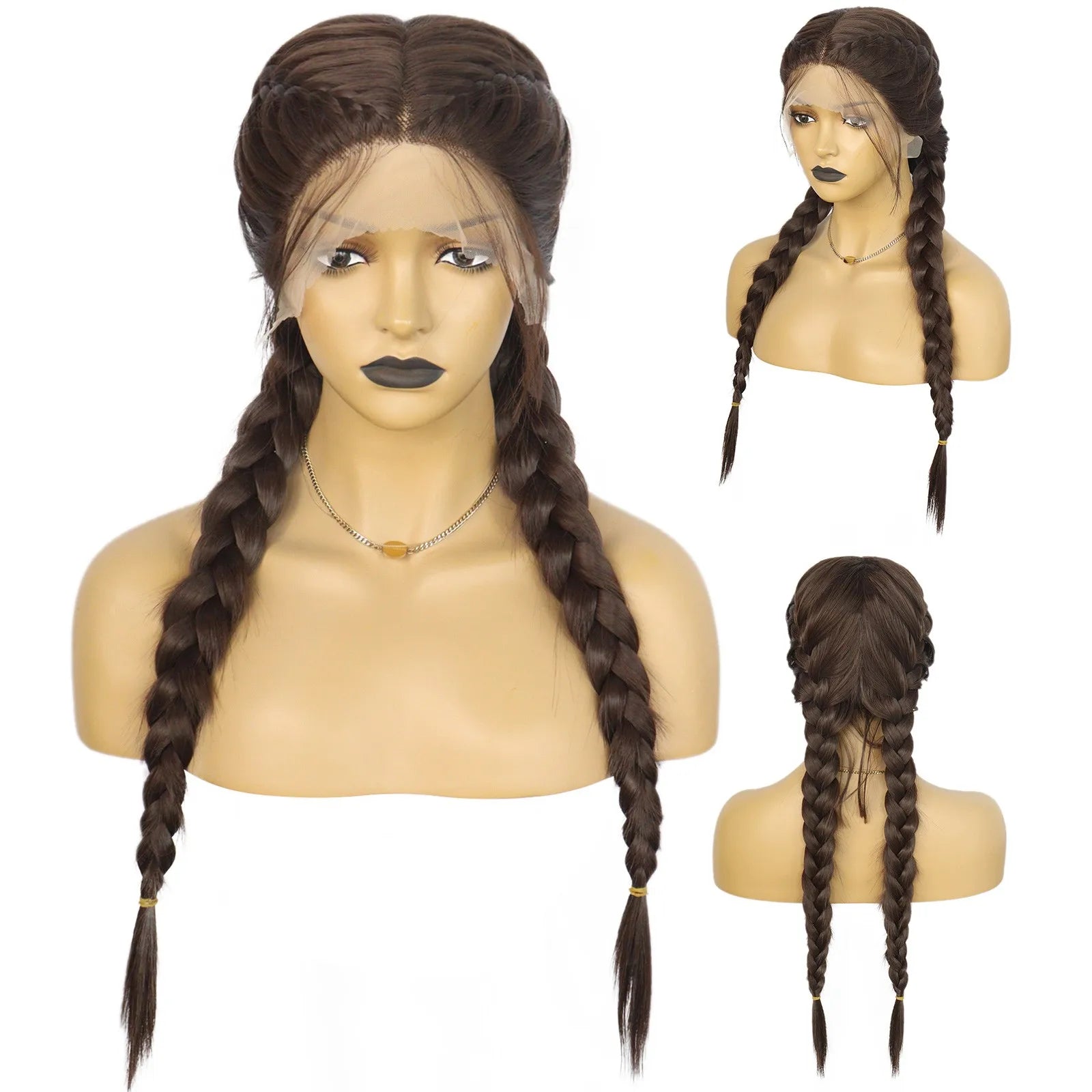 Long Black Senegalese Twist Wig | T-Part Lace Braided Wig | Synthetic Braids with Wig Cap | Daily & Party Use