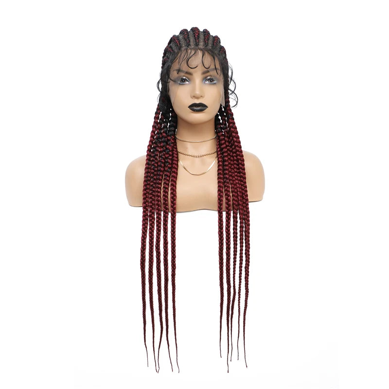36" Blonde Goddess Braids Wig | Jumbo Plaits | Full Lace Front | Knotless | Handmade Luxegan
