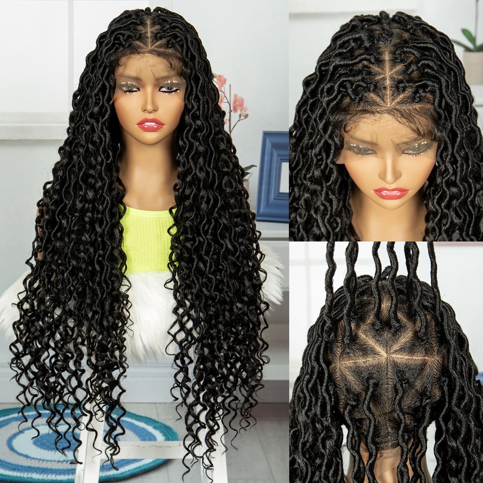 36" Long Braided Wig | Full Lace | Baby Hair | Daily Wear Luxegan