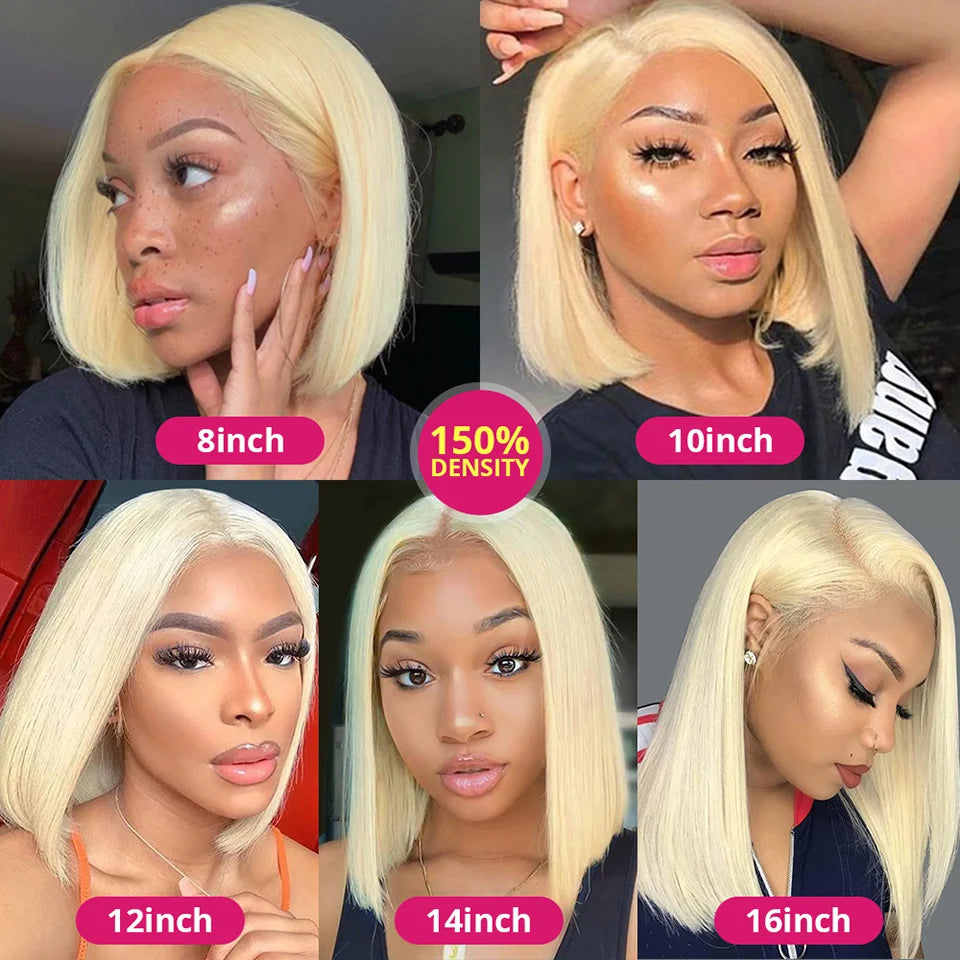 613 Honey Blonde Bob Lace Front Human Hair Wigs 13x4 Remy Brazilian Straight Short Bob 10 14 Inch