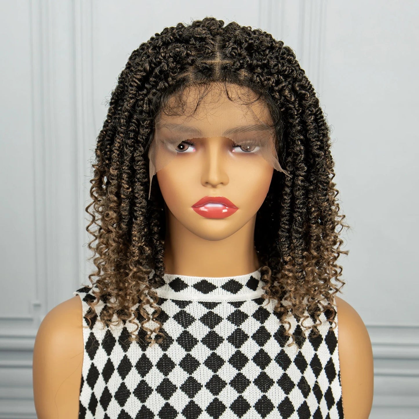1B/27 Short Passion Twist Lace Front Wig | Knotless Braids | Baby Hair | Synthetic Twist Spring Wig Luxegan