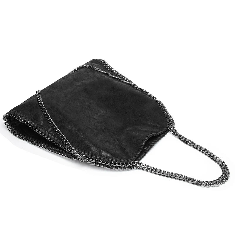 Fashionable Women's Chain Bucket Bag | Large Capacity Shoulder & Crossbody Handbag | Premium PU Leather Casual Tote with Portable Chain & Zipper Closure (Model Bm0023) Luxegan