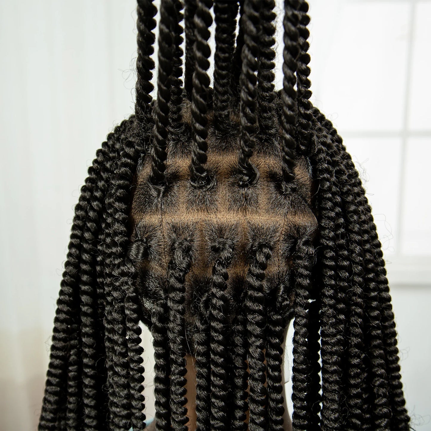 20 Inch Knotless Box Braids Full Lace Wig | Transparent Lace Synthetic Braided Wig with Baby Hair Luxegan