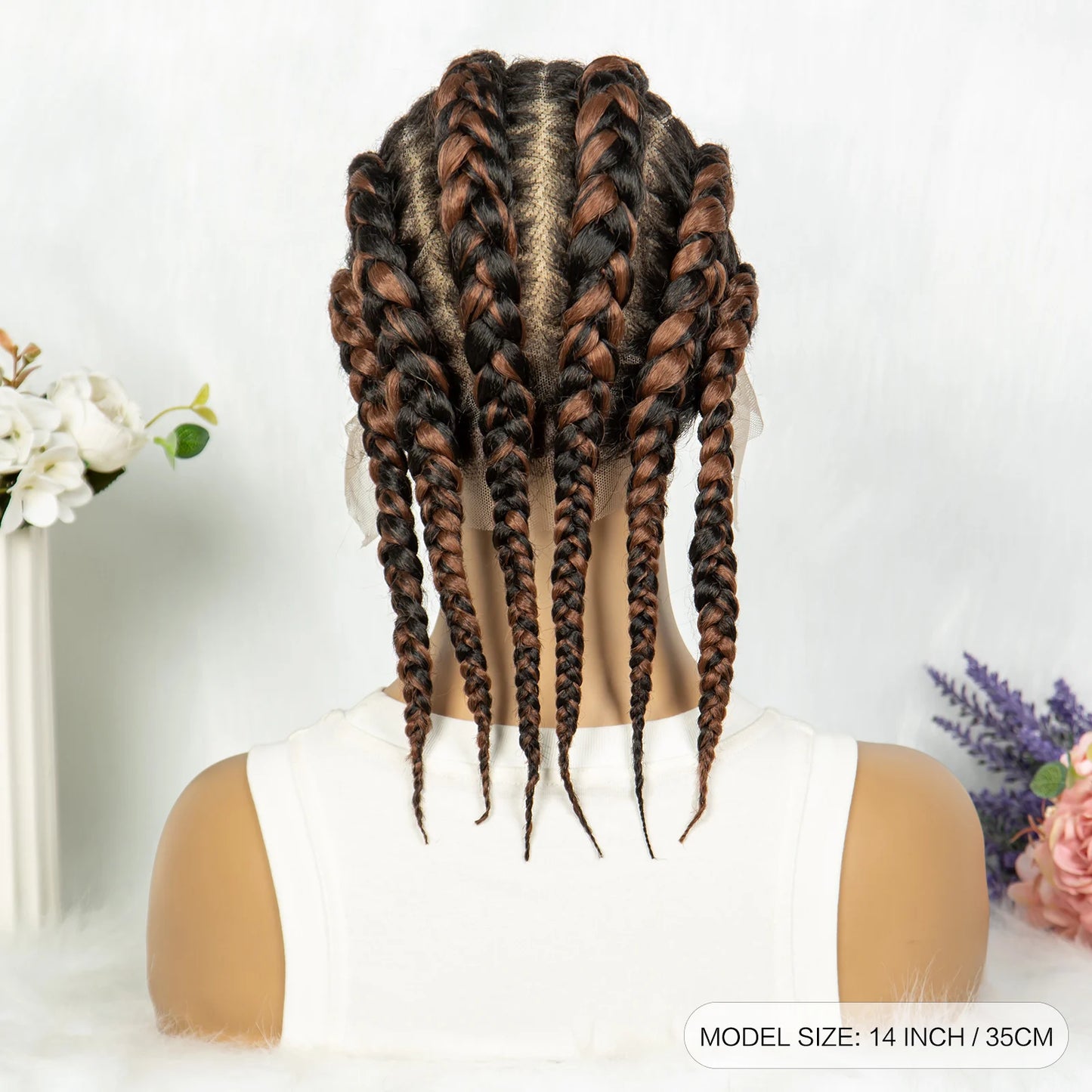 Full Lace Knotless Box Braids Wig | Cornrow Accent Luxegan