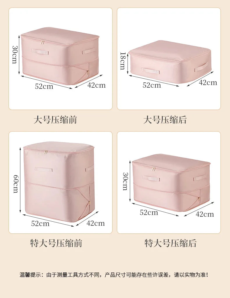 Large Compression Bag Quilt Clothes Closet Cabinet Organizer Storagepouch Ultra Space Saving Self Compression Organizer