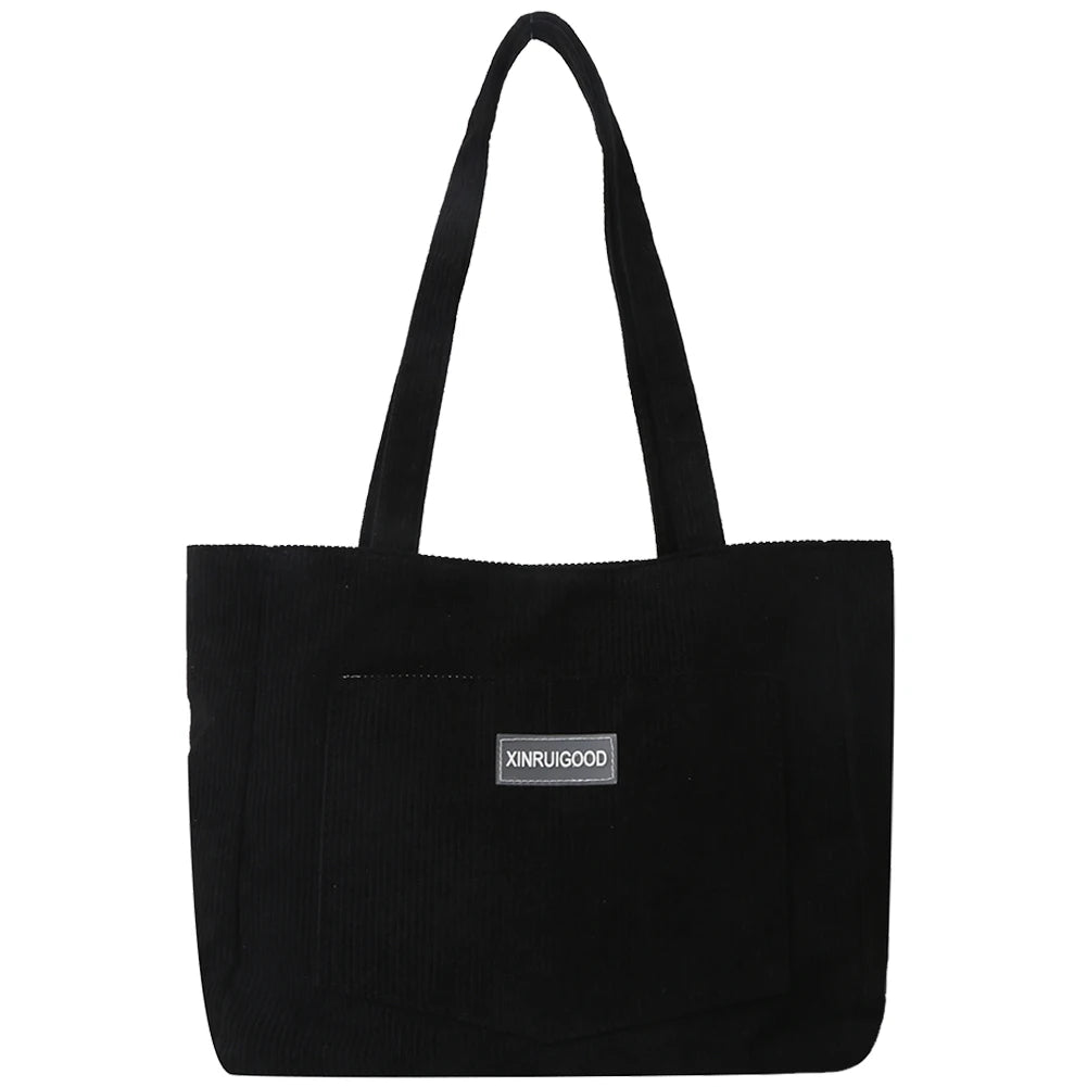 Large Capacity Corduroy Tote Bag | Shoulder Bag with Pockets & Compartments Luxegan