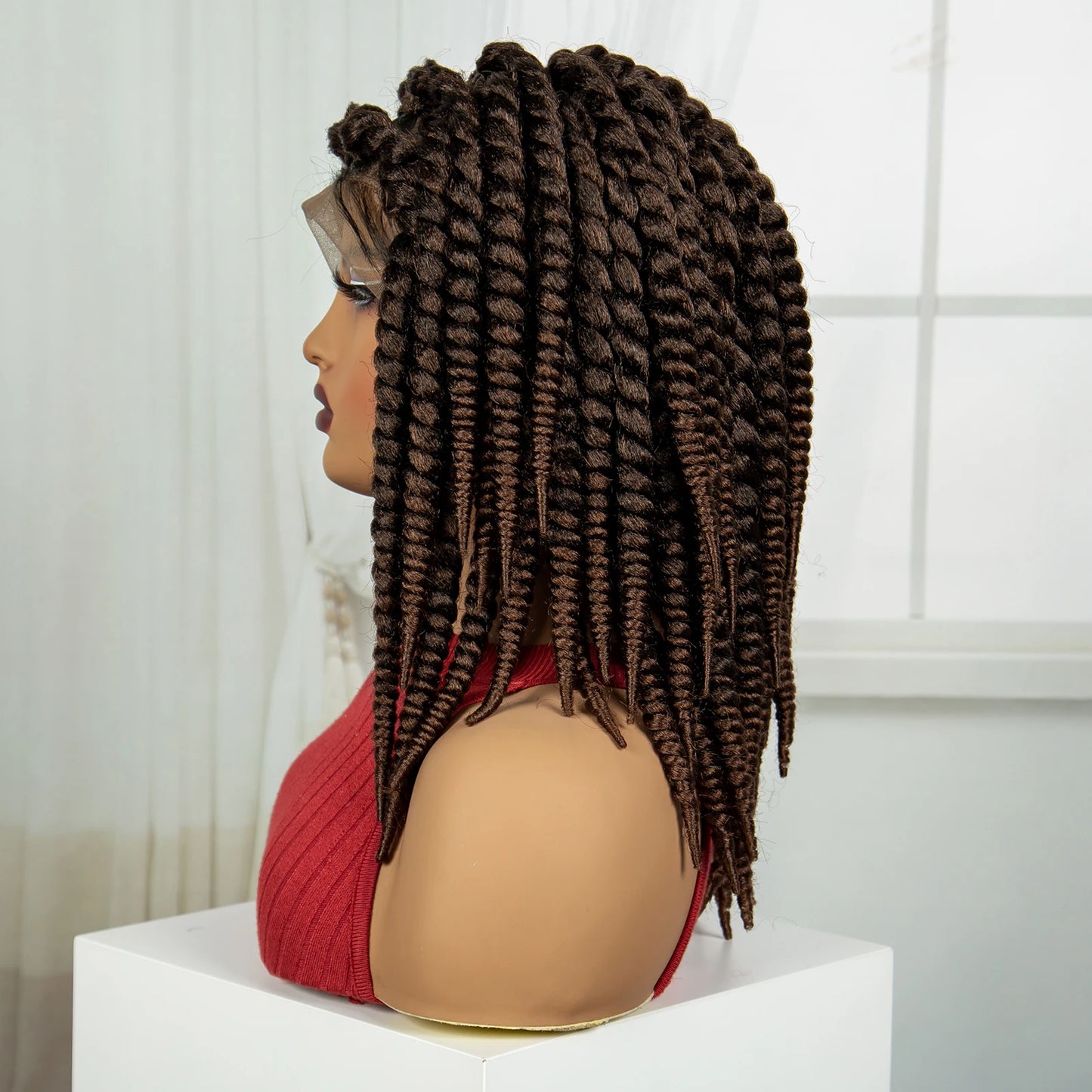 16" Twist Knotless Braids Wig | HD Full Lace | Baby Hair | Natural Look Luxegan
