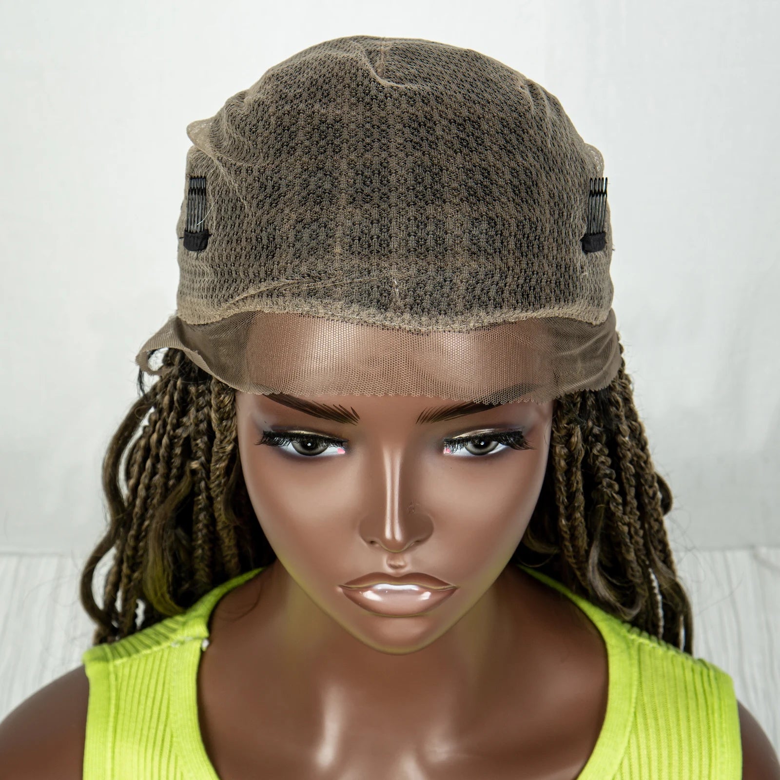 34" Ombre Curly Braids Wig | 1B/27 | Deep Wave | Full Lace | Baby Hair Luxegan