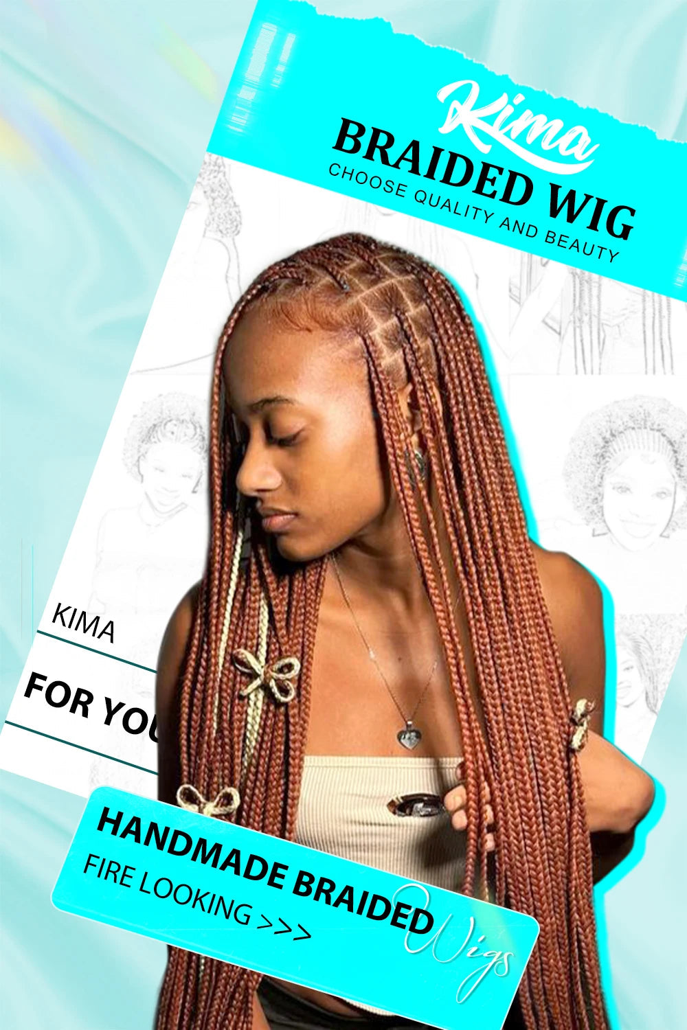 HD Knotless Box Braided Full Lace Wig | Ginger 350# & 613# Blonde | Synthetic Crochet Braids | Black Women Luxegan