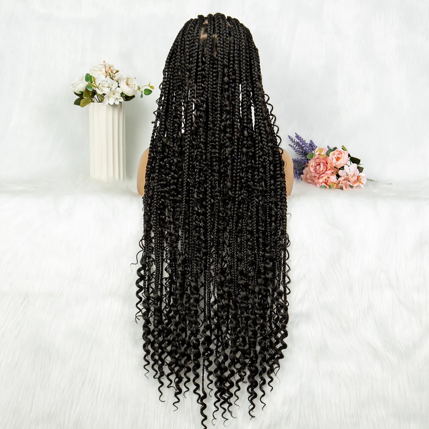 KIMA Box Braids Synthetic Wigs Full Lace  Dreadloks Braided Wigs Knotless Goddess Boho Braided Wigs Hair for Black Women