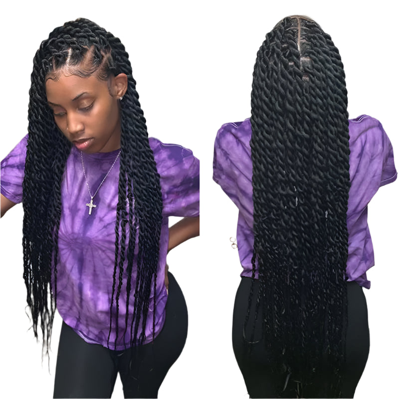 Senegalese Twist & Box Braids Wig | Lace Front | Pre-Plucked | Kanekalon Hair | Black Women