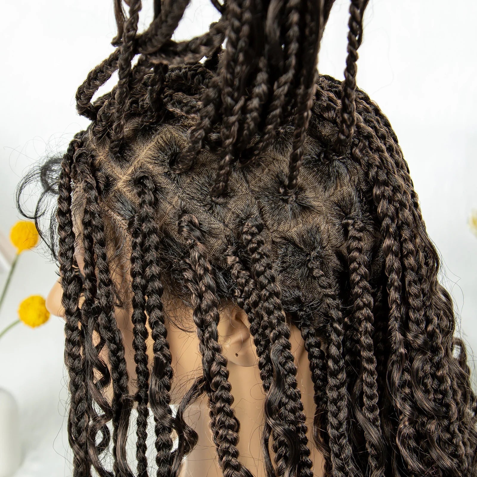 32" Natural Boho Knotless Braids Wig | HD Lace Front | Baby Hair | Synthetic Luxegan