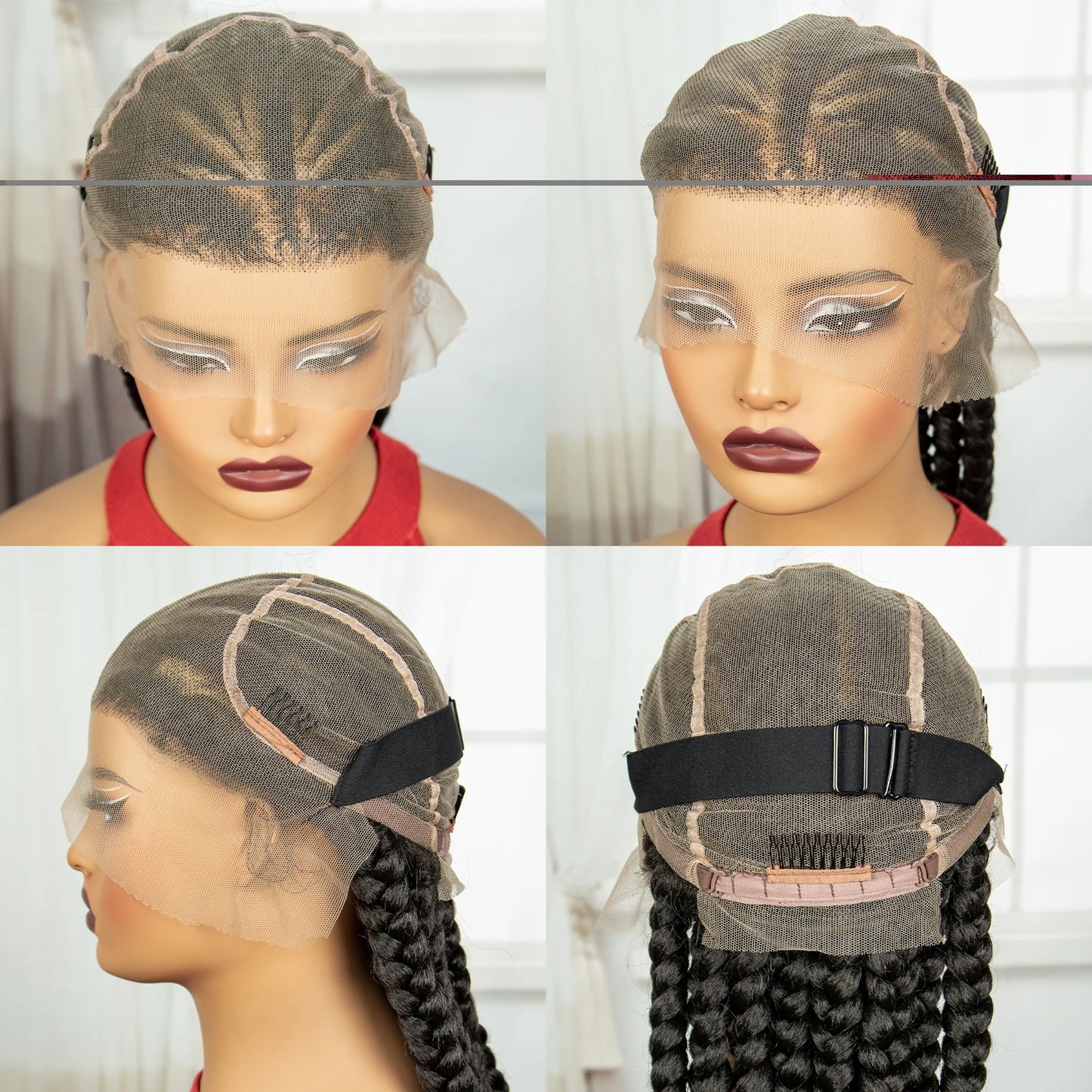 26" Natural Cornrow Braids Wig | Transparent Full Lace | Baby Hair Luxegan