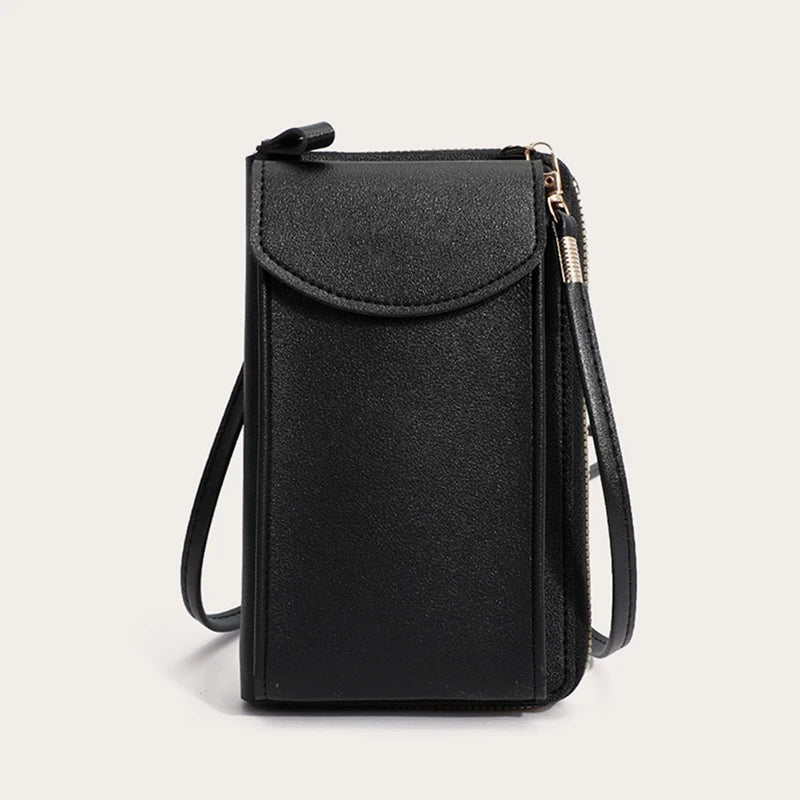 Fashion Women’s Small Crossbody Messenger Bag | Mini PU Leather Shoulder Purse | Elegant Ladies' Phone Handbag with Letter Detail | Versatile Solid Color Flap Clutch Luxegan