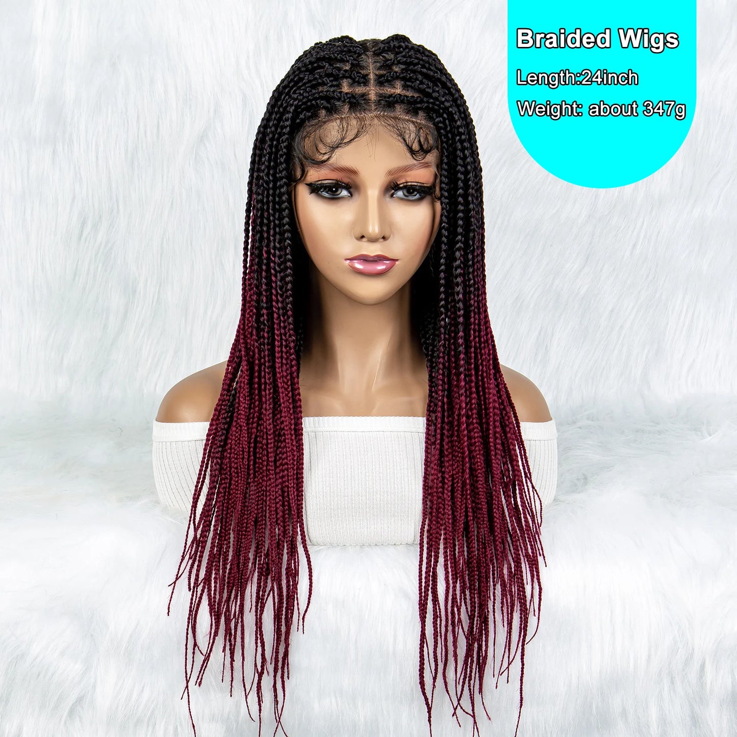 Colorful Knotless Box Braids Wig | Full Lace Front with Baby Hair Luxegan
