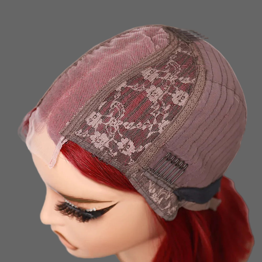 Super Double Drawn Bob Wig | Sophisticated 2x6 HD Transparent Lace Closure | Elegant "99J Burgundy" 100% Human Hair | "Dignified" 250% Density Bone Straight Remy Wig for Radiant Versatile Styling Luxegan