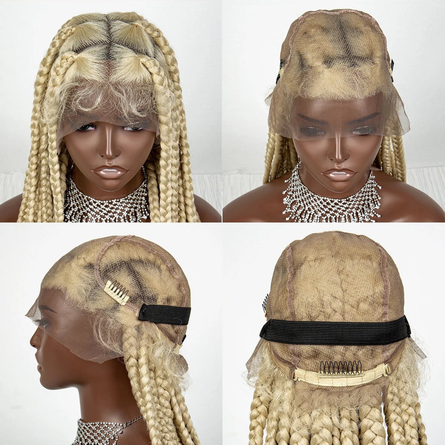 36" Purple Knotless Box Braids Wig | Transparent Full Lace | Baby Hair | Synthetic Luxegan