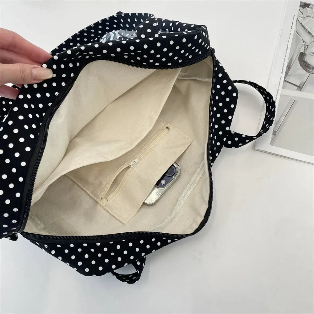 Y2K Ulzzang Ita Bag for Women | Trendy Polka Dot Canvas Shoulder & Underarm Tote (Transparent Pocket, Youth Fashion) Luxegan