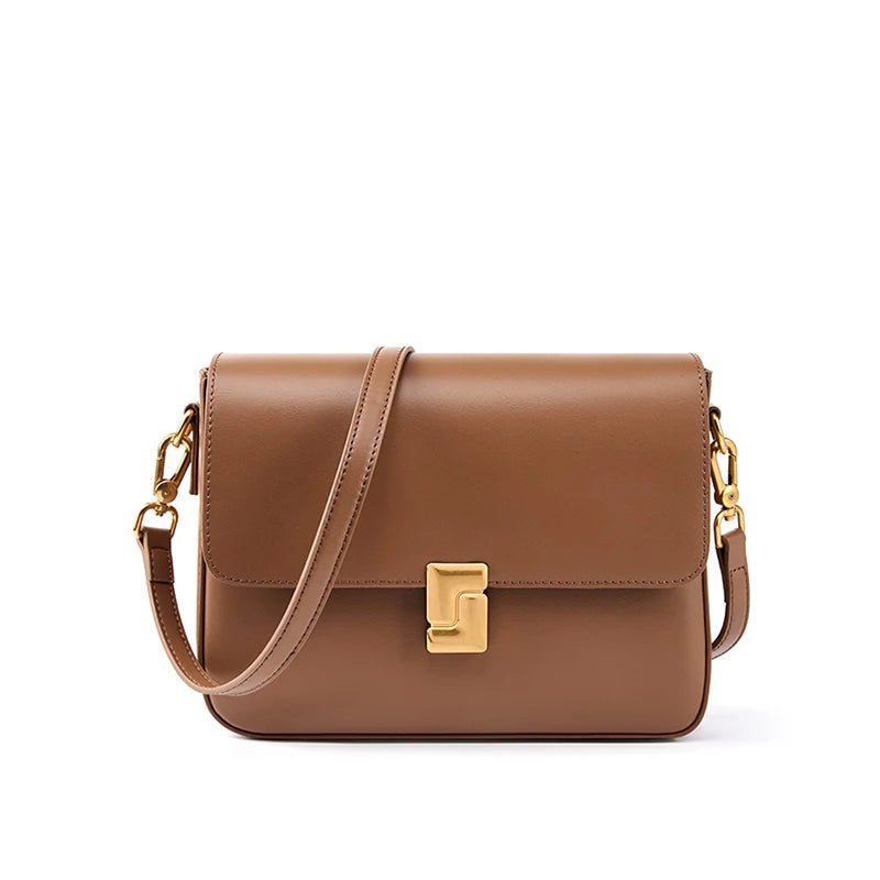 New Fashion Women's Genuine Leather Small Square Bag | Versatile Commuting Crossbody Shoulder Handbag Luxegan