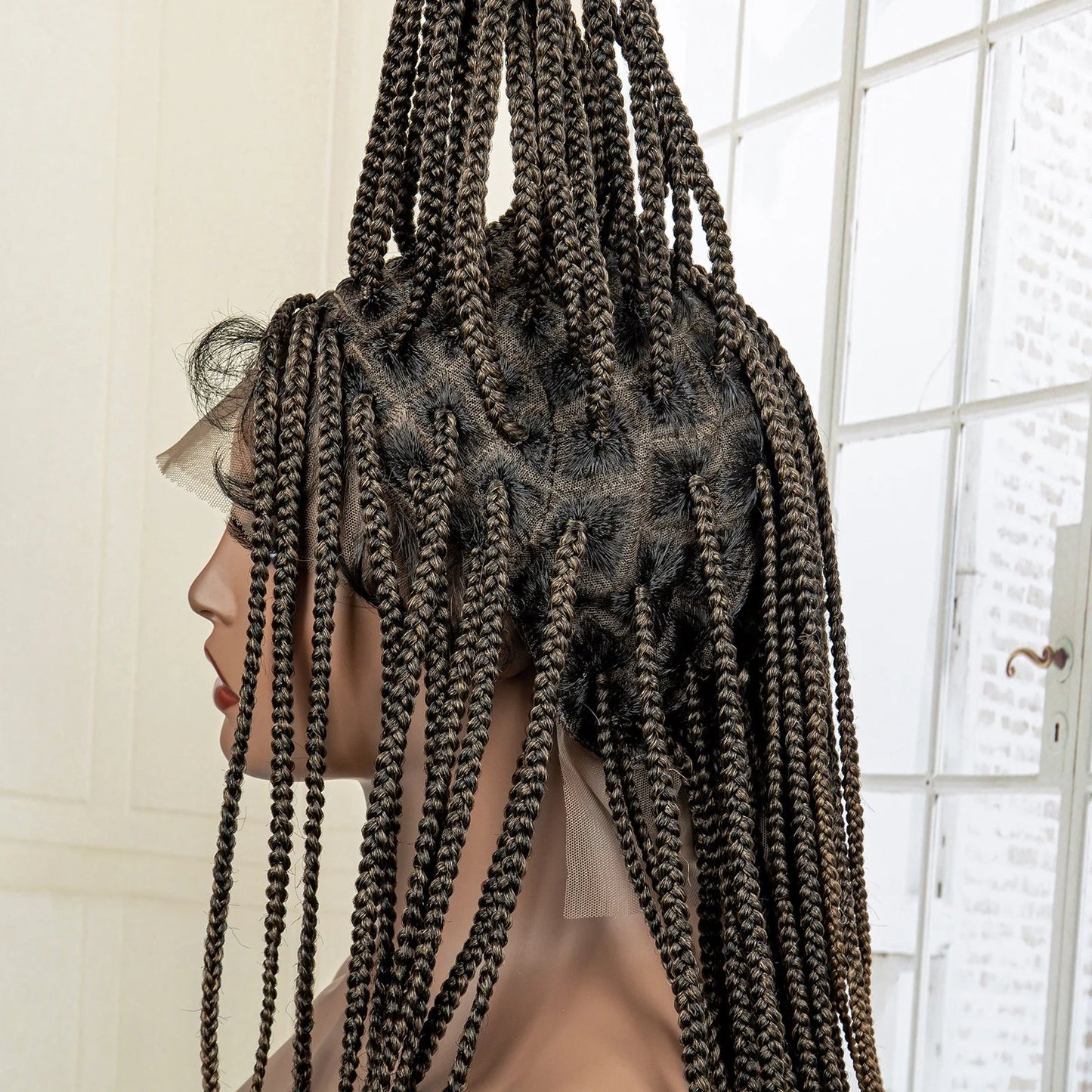 24" Full Lace Knotless Box Braided Wig | Lace Frontal Cornrow Braids | Baby Hair Synthetic Wig for Women Luxegan