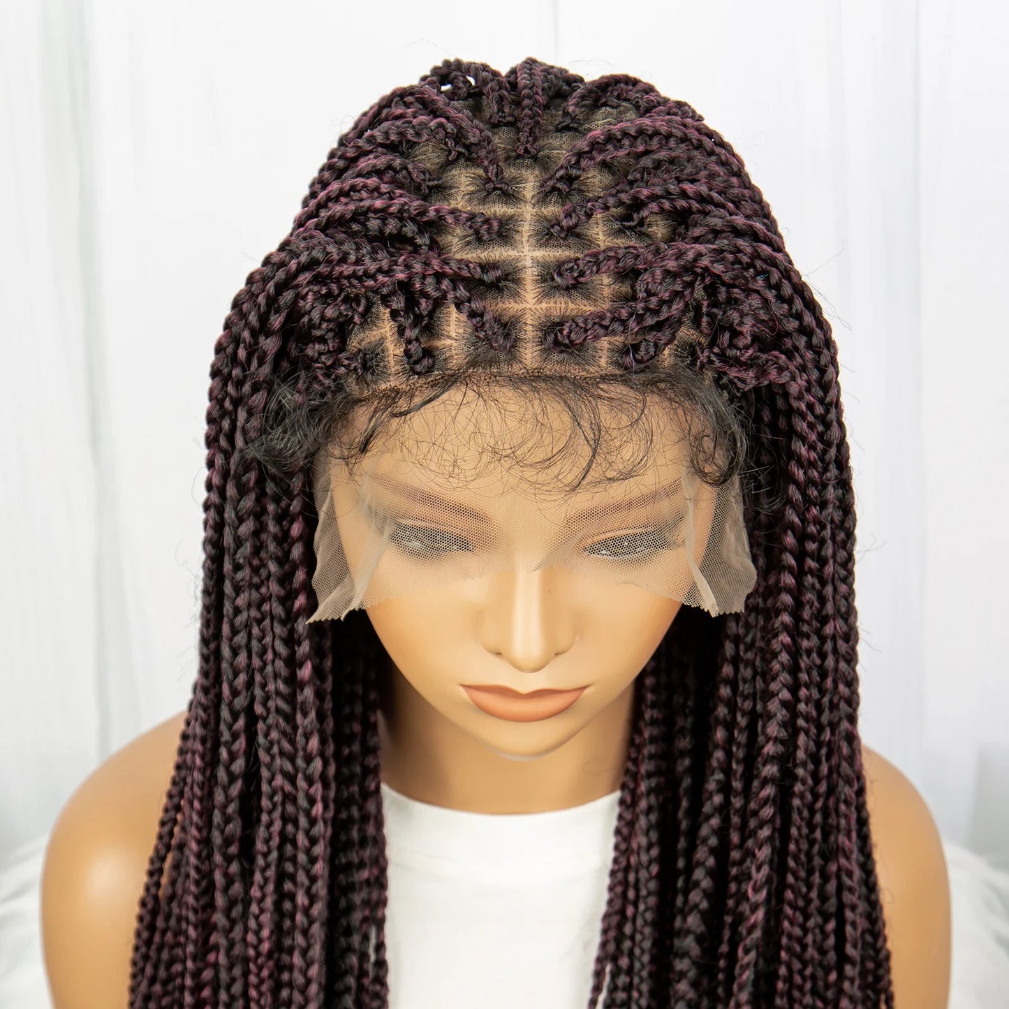 36 Inch Synthetic Braided Wigs Knotless Boho Braided Lace Wigs with Curly Ends Lace Front Braiding Hair Wig for Black Women Luxegan