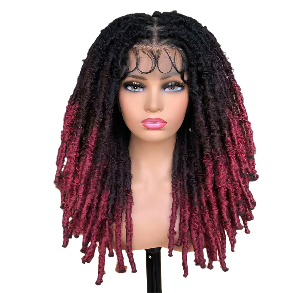 Blue Butterfly Locs Full Lace Braided Wig | 20" Faux Locs | Crochet Hair | Synthetic Braids | Women