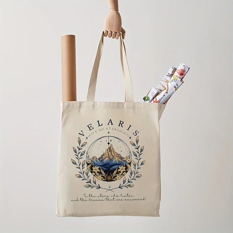 Velaris Pattern Canvas Shoulder Tote Bag | Trendy Folding Commuter & Women's Shopping Bag Luxegan